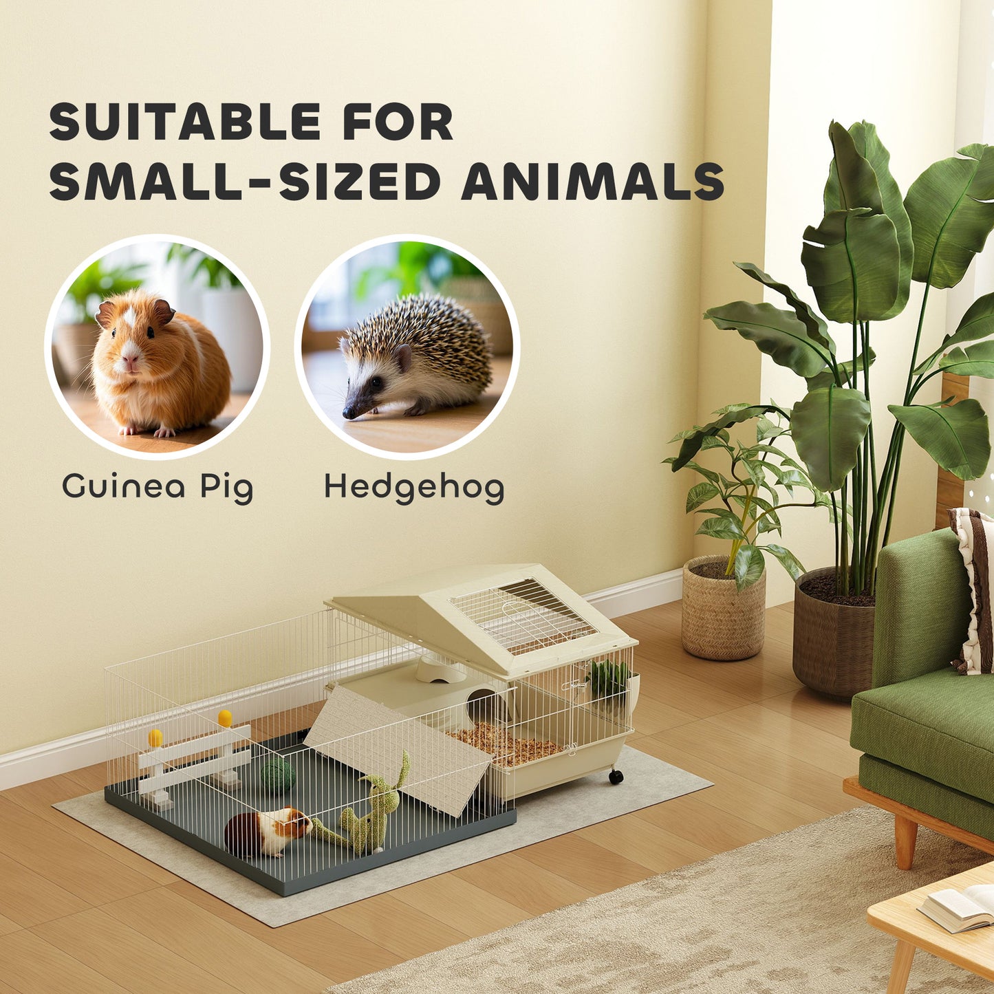Wooden Dog Kennel, Dog House with Removable Floor, Yellow