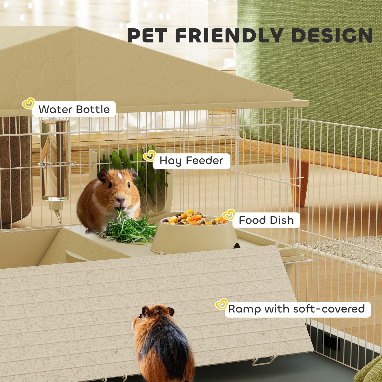 Wooden Dog Kennel, Dog House with Removable Floor, Yellow