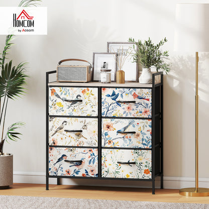 6-Drawer Chest of Drawers, Fabric Dresser, White