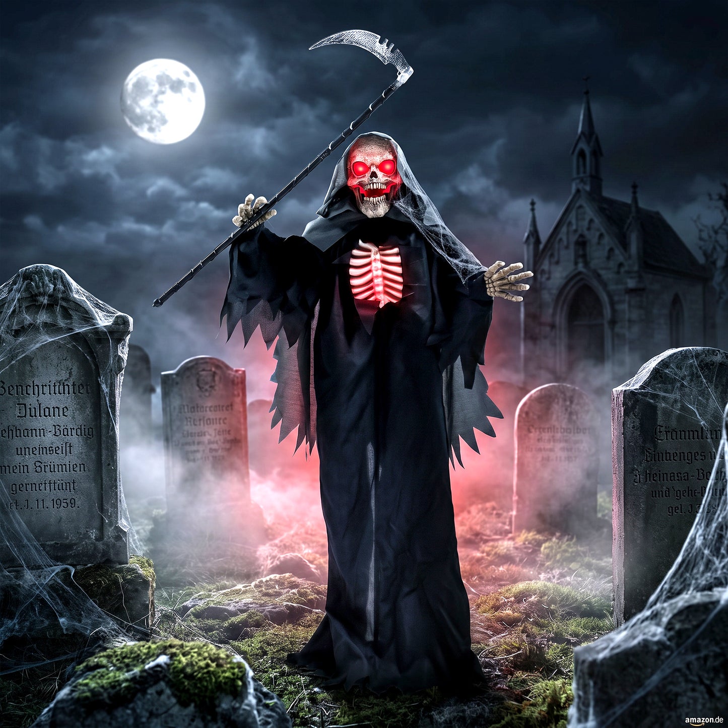 67"/170cm Life Size Animated Grim Reaper Halloween Decoration