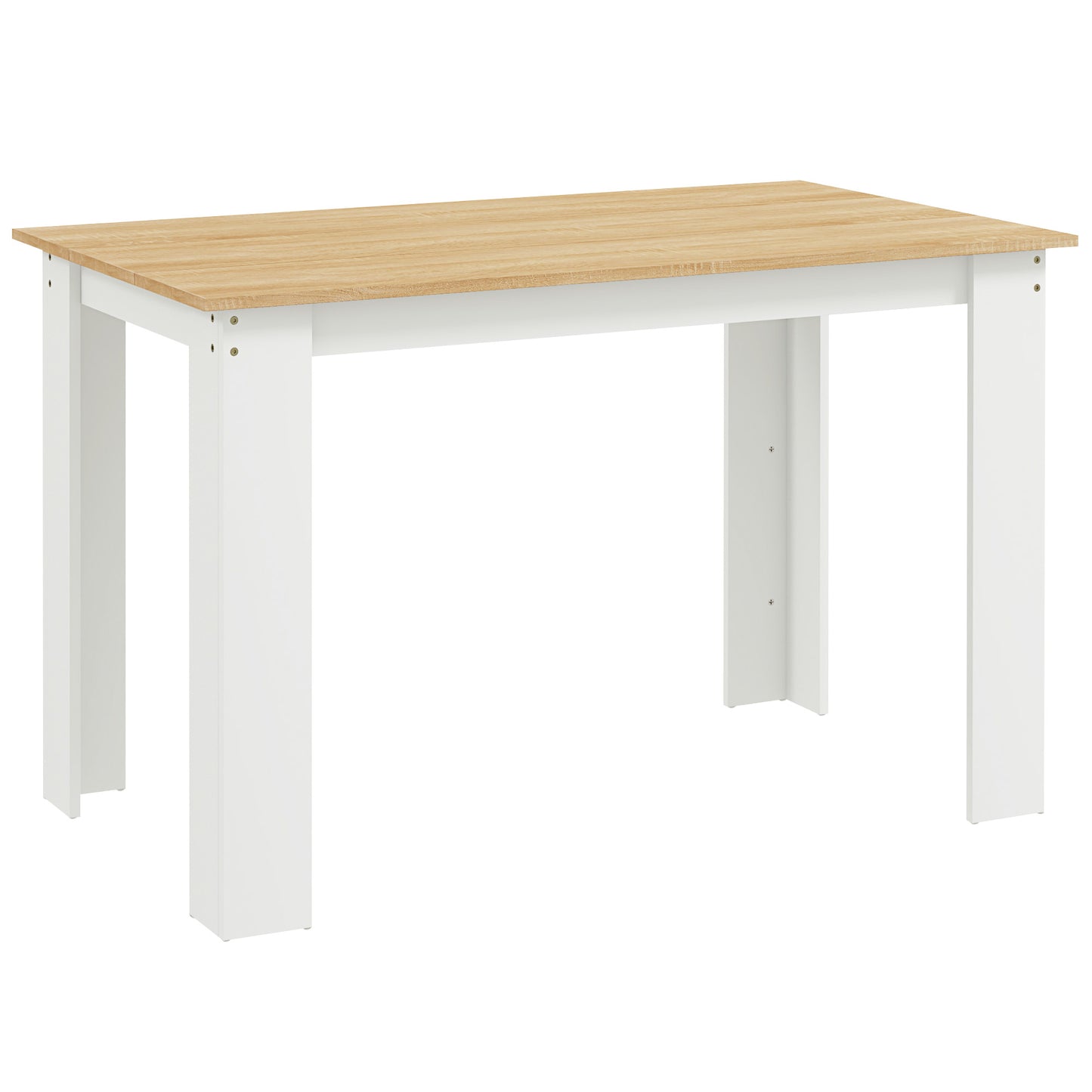 Dining Table for 4-6 People, Wood Effect Tabletop, Oak & White