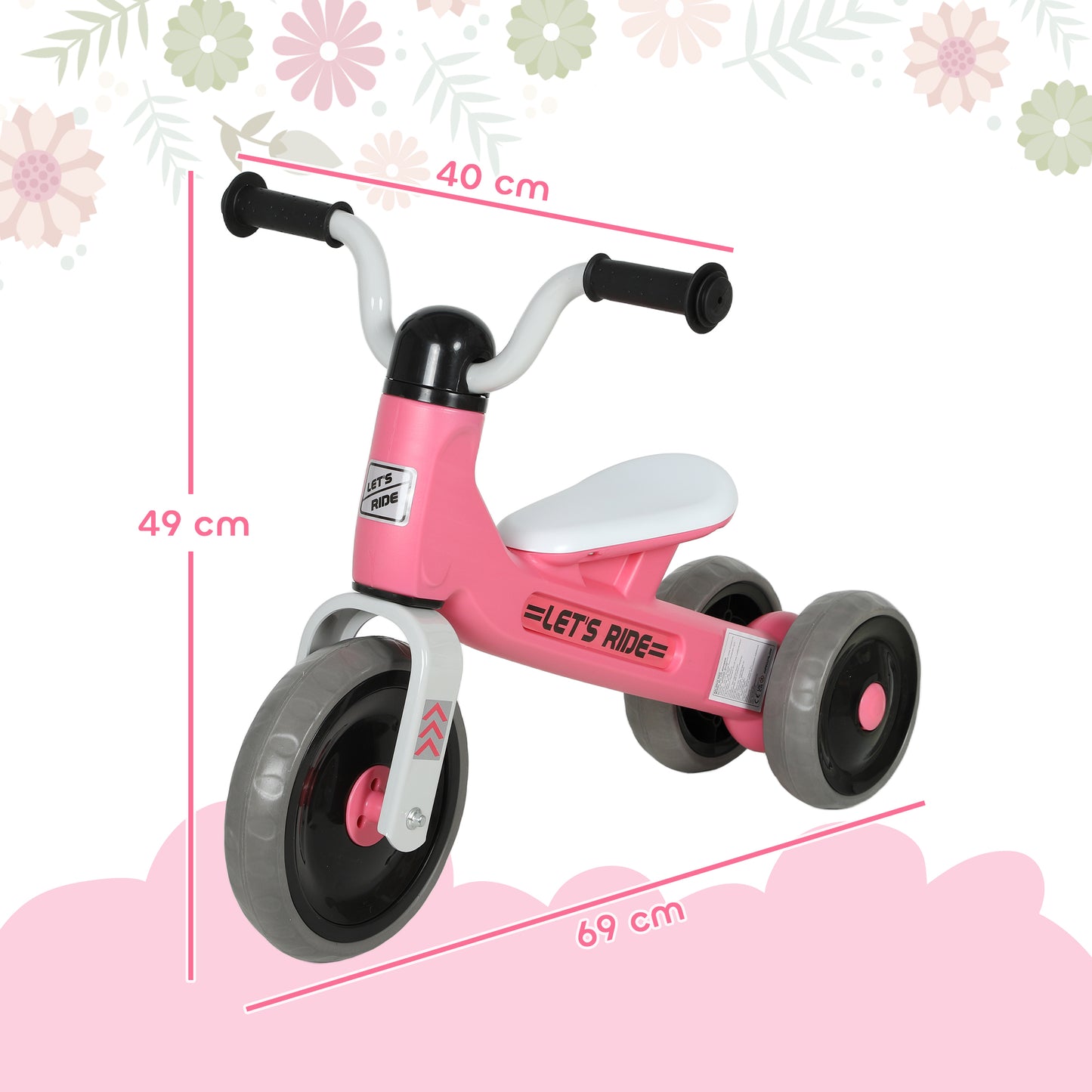 Baby Balance Bike for 1-3 Years Boys Girls, Toddler Balance Bike with No Pedal, 3 Silence Wheels, Safe Limited Steer, for Indoor Outdoor Riding, Pink