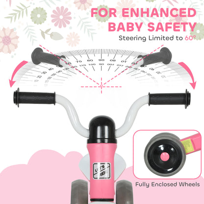 Baby Balance Bike for 1-3 Years Boys Girls, Toddler Balance Bike with No Pedal, 3 Silence Wheels, Safe Limited Steer, for Indoor Outdoor Riding, Pink