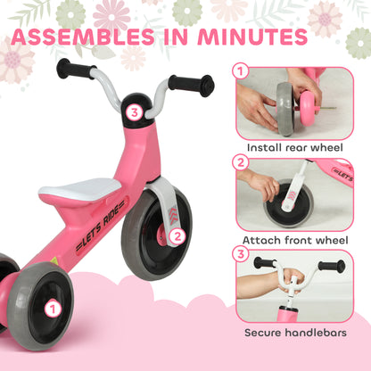 Baby Balance Bike for 1-3 Years Boys Girls, Toddler Balance Bike with No Pedal, 3 Silence Wheels, Safe Limited Steer, for Indoor Outdoor Riding, Pink