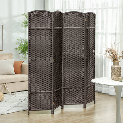 4 Panel Folding Room Divider, Privacy Screen, 160 x 170cm, Brown