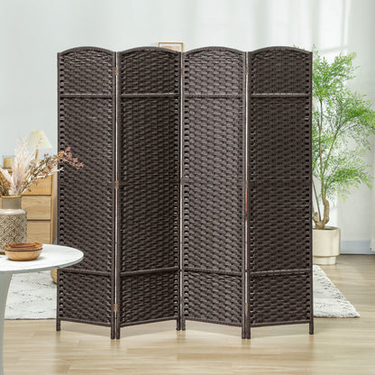 4 Panel Folding Room Divider, Privacy Screen, 160 x 170cm, Brown