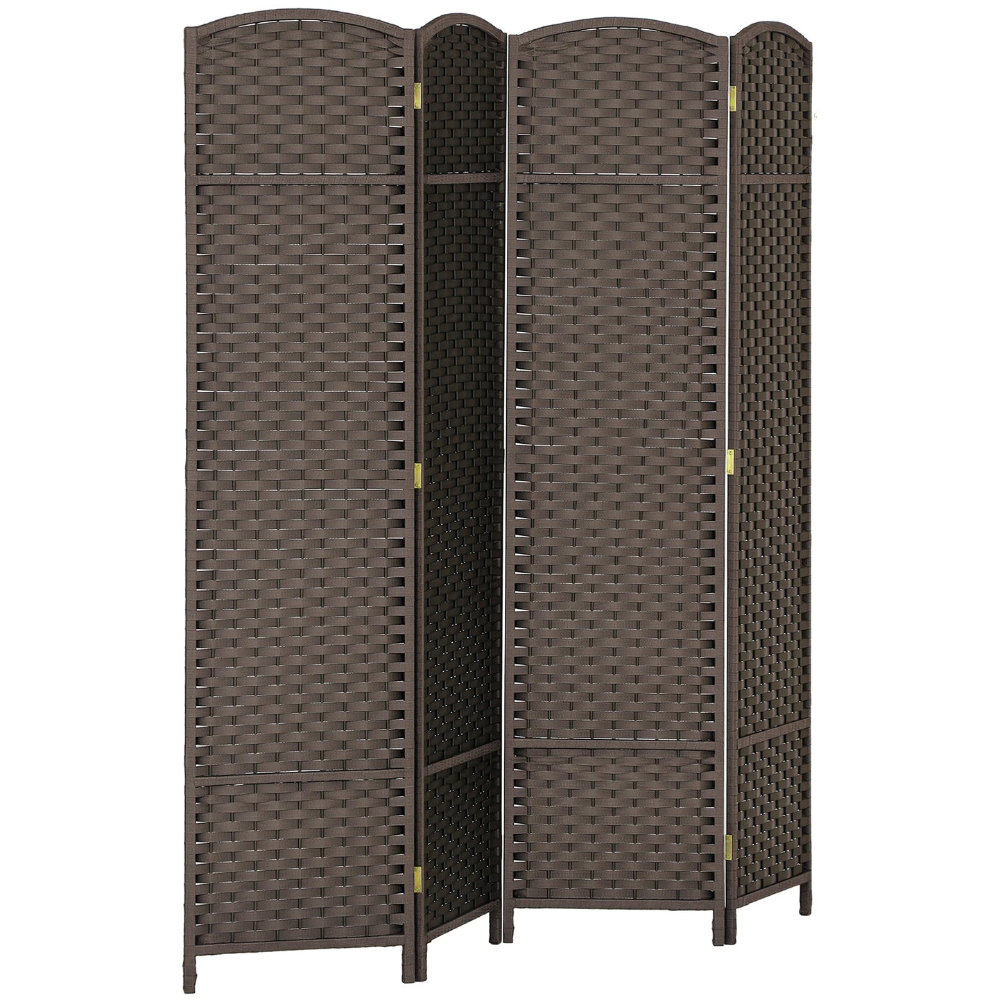 4 Panel Folding Room Divider, Privacy Screen, 160 x 170cm, Brown