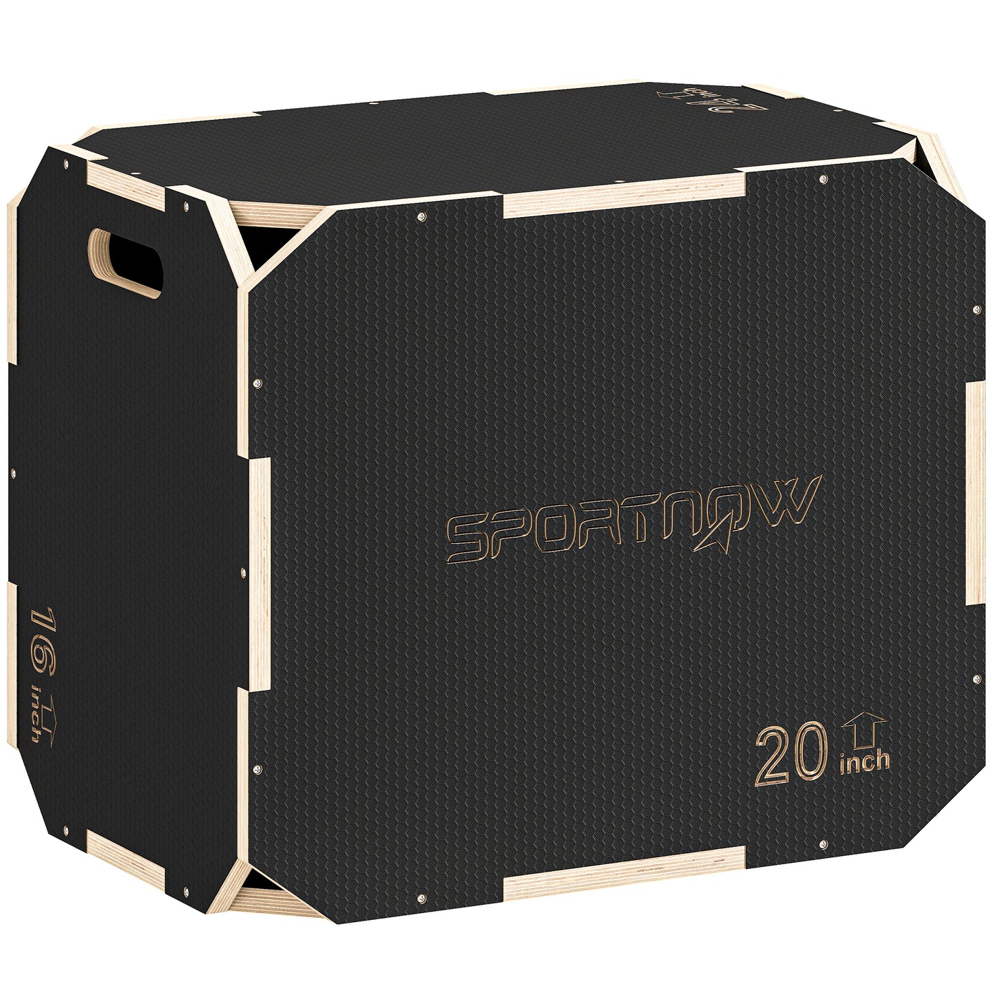Non-Slip Plyo Box, Corner-free Wooden Jump Box, 41 x 61 x 51 cm