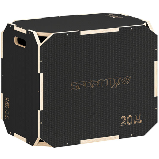 Non-Slip Plyo Box, Corner-free Wooden Jump Box, 41 x 61 x 51 cm