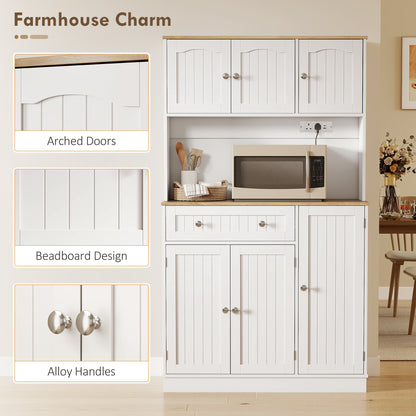 Pantry Storage Cabinet with Adjustable Shelves and 4 Door Racks