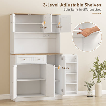 Pantry Storage Cabinet with Adjustable Shelves and 4 Door Racks