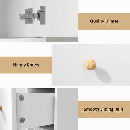 Tall Bathroom Cabinet with Drawer and Adjustable Shelves, White