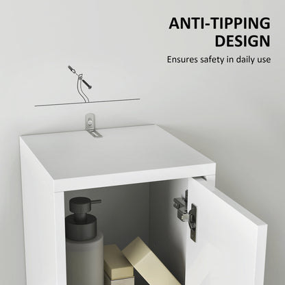 Tall Bathroom Cabinet with Drawer and Adjustable Shelves, White