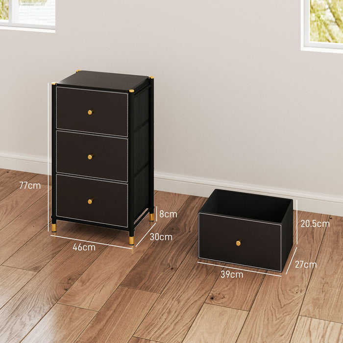 Chest of Drawers with 3 Drawers for Bedroom, Living Room, Black