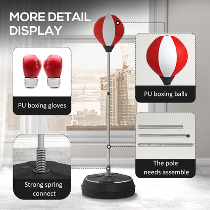 Punching Bag with Stand Boxing Bag Set with Adjustable Height Red