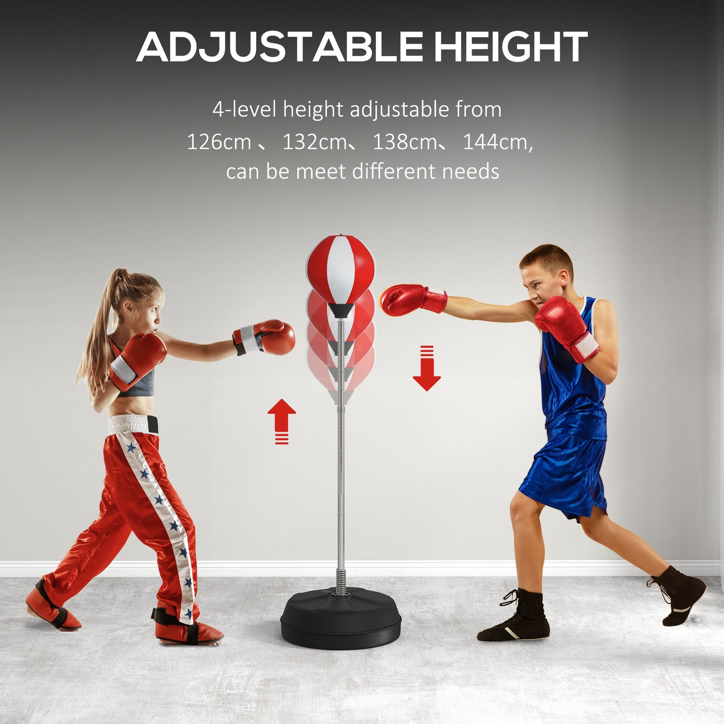 Punching Bag with Stand Boxing Bag Set with Adjustable Height Red