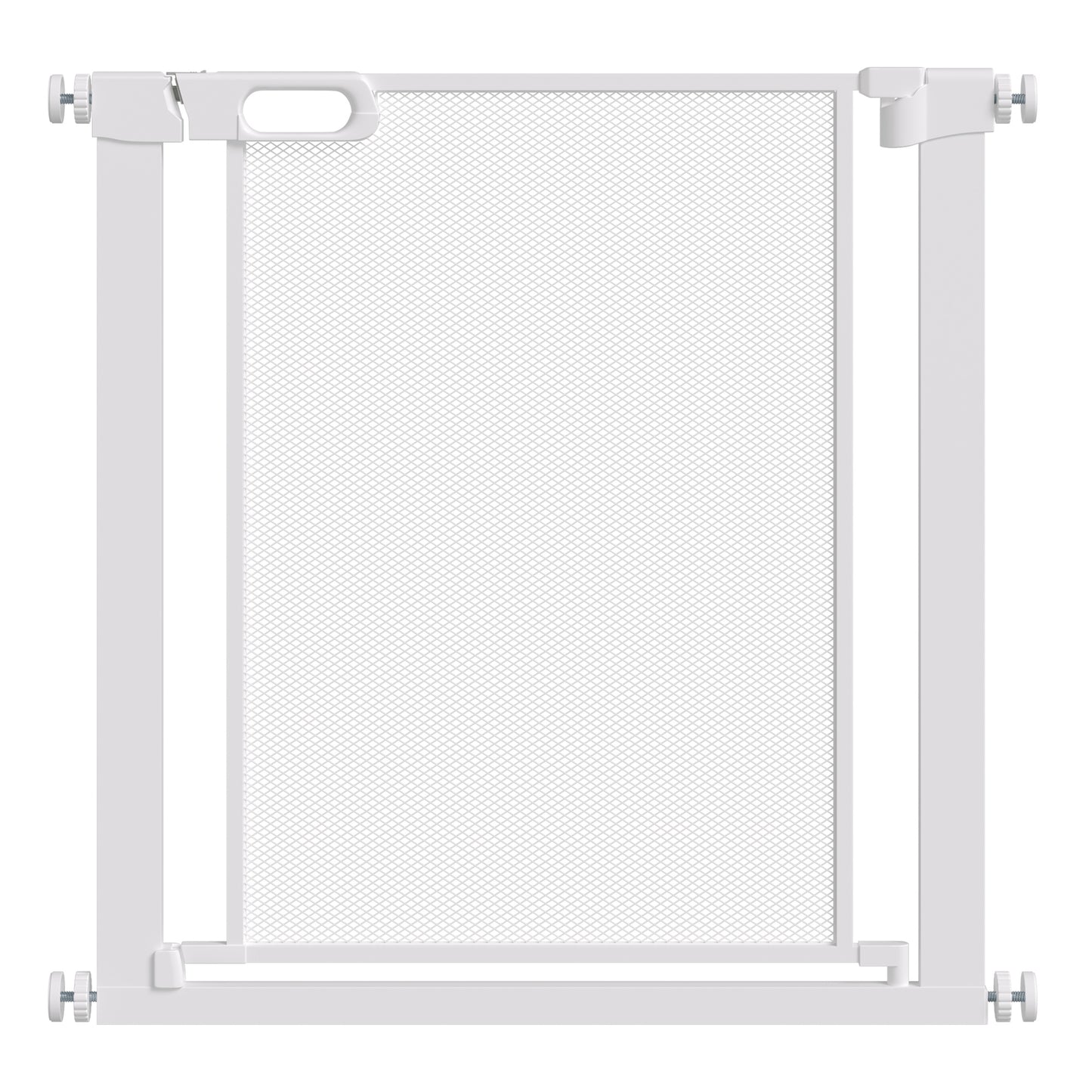 Pressure Fit Safety Gate for Doors and Stairs, Dog Gate with Auto Close, Pet Barrier for Hallways, with Double Locking Openings 75-82 cm White