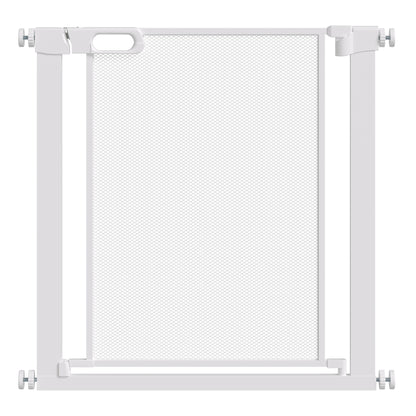 Pressure Fit Safety Gate for Doors and Stairs, Dog Gate with Auto Close, Pet Barrier for Hallways, with Double Locking Openings 75-82 cm White