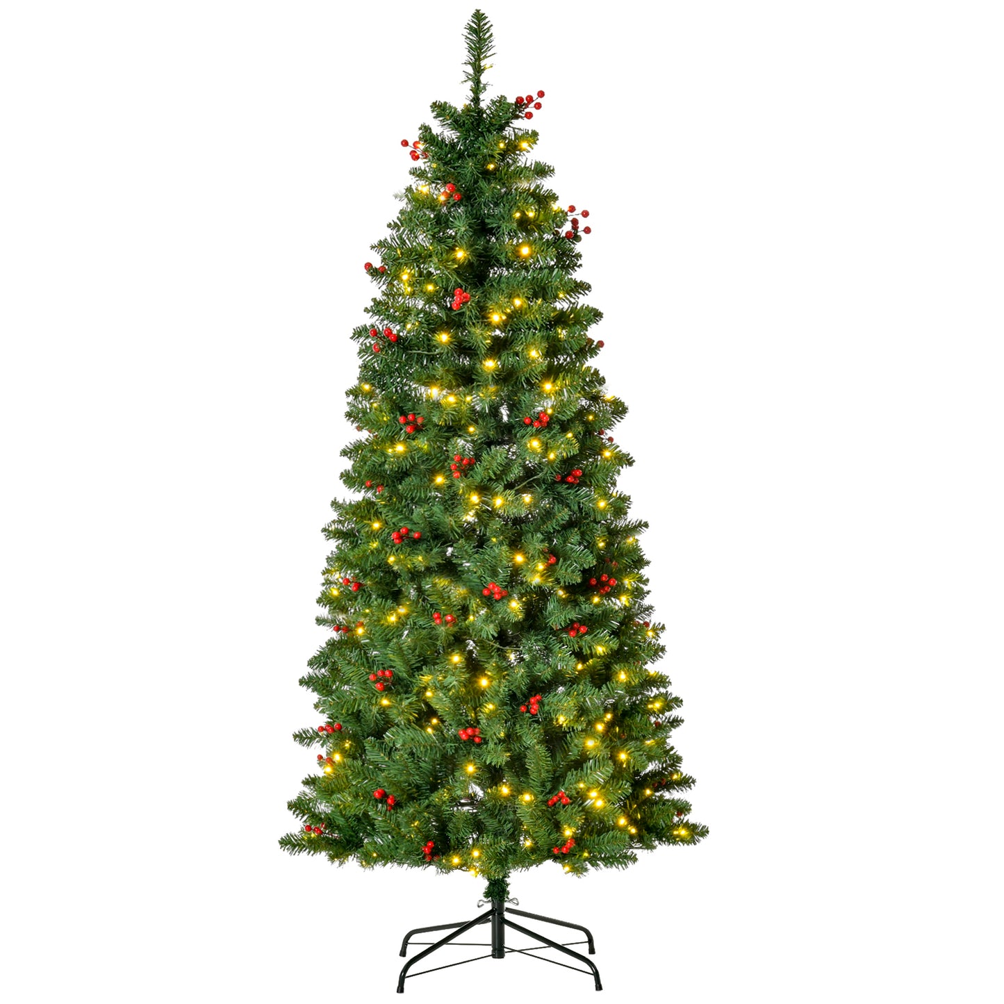 5FT Prelit Pencil Christmas Tree w/ LED Light, Berry, Xmas Decoration