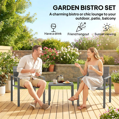3 Pieces Garden Bistro Set for 2, Outdoor Bistro Table and Chairs