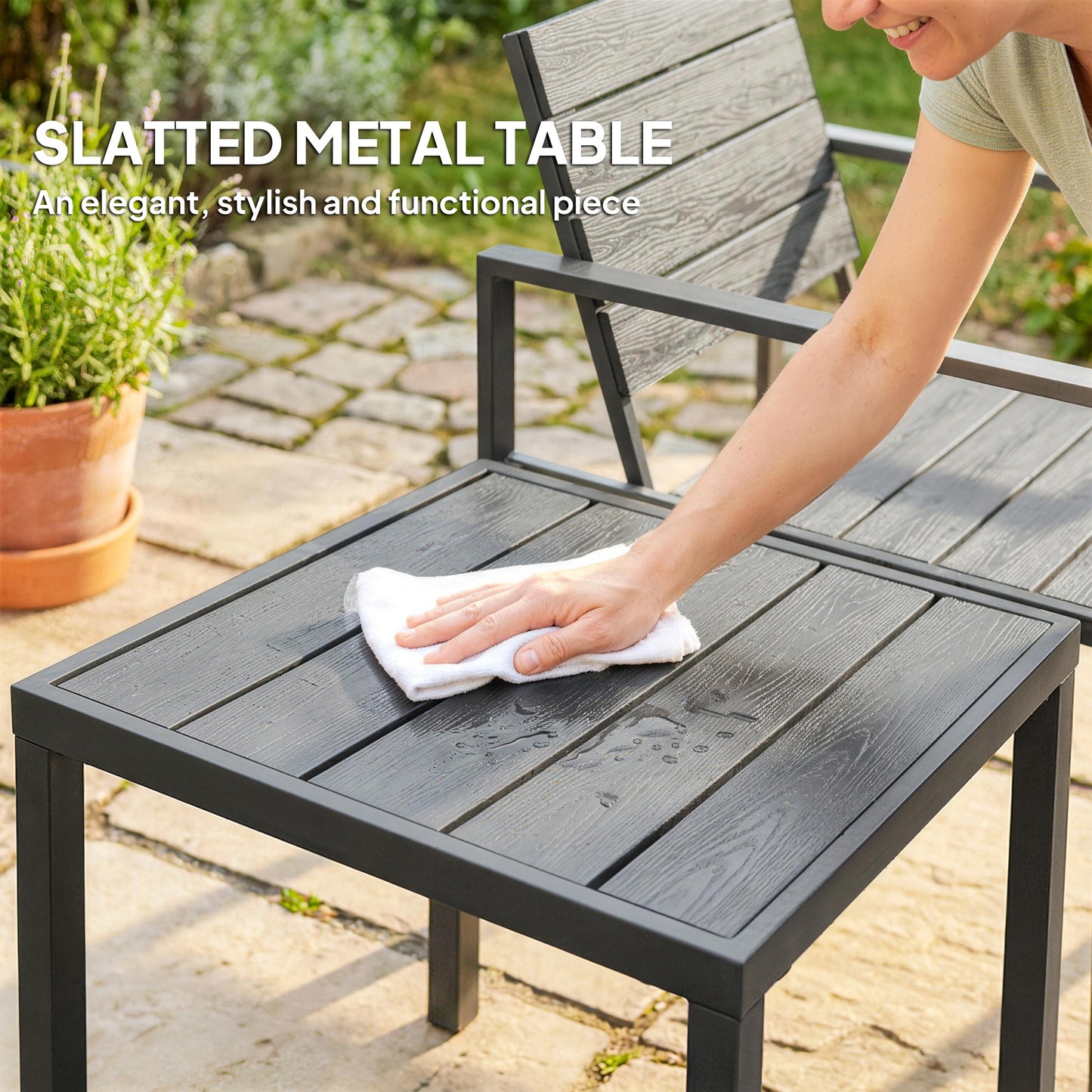 3 Pieces Garden Bistro Set for 2, Outdoor Bistro Table and Chairs