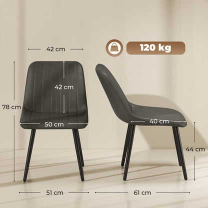 Faux Leather Upholstered Kitchen Chairs with Metal Legs, Grey