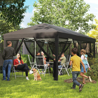 6 x 3(m) Pop Up Party Tent Canopy with 6 Removable Sidewalls Black