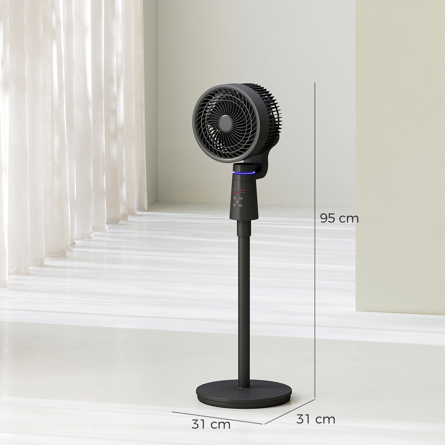 Pedestal Fan, Air Circulation Fan with Oscillating, Tilt, Black
