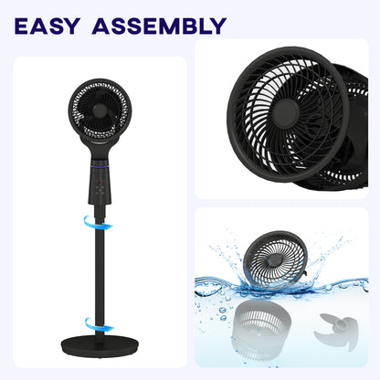 Pedestal Fan, Air Circulation Fan with Oscillating, Tilt, Black