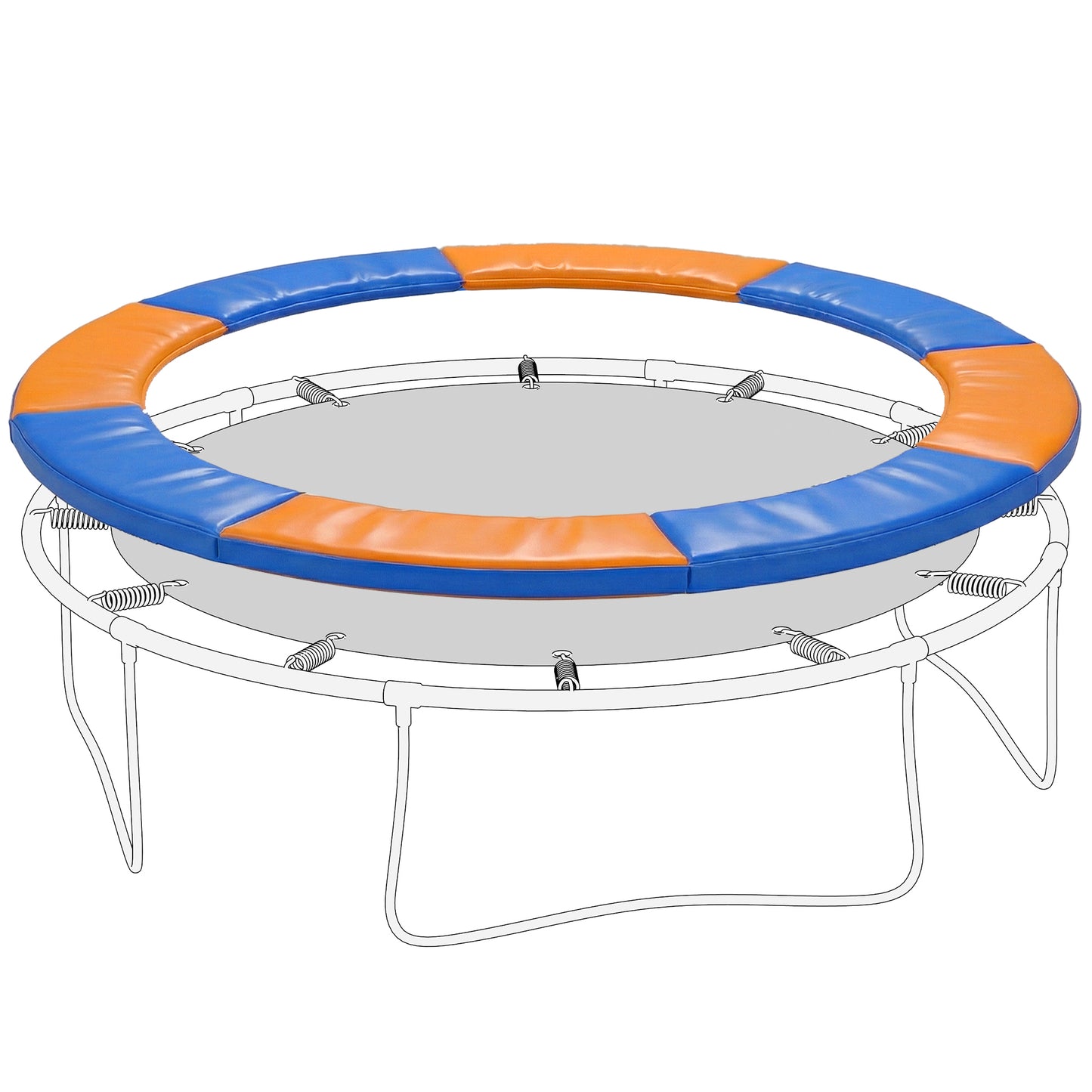 8FT Trampoline Spring Cover, Plastic Trampoline Pad, Yellow and Blue