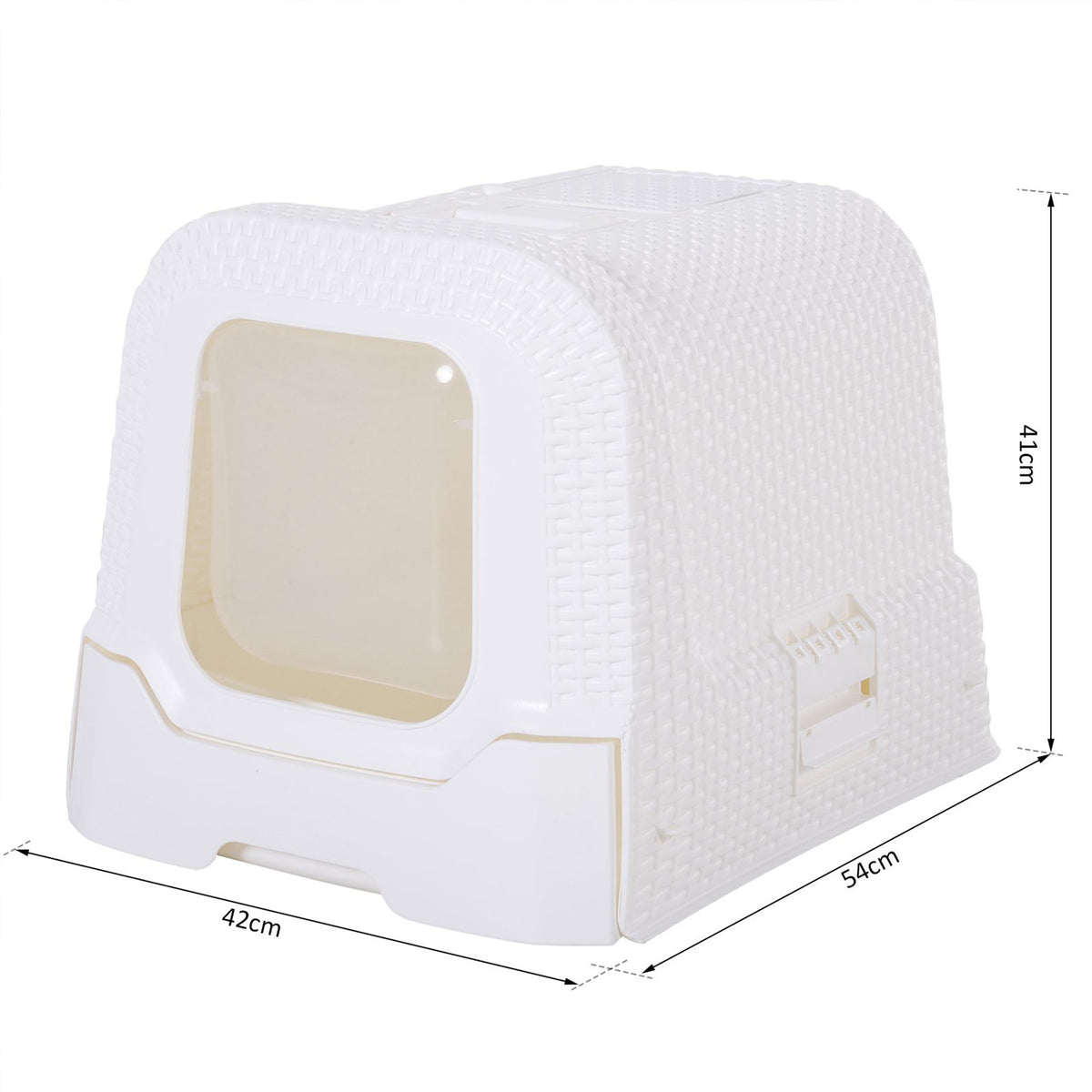 Large Litter Box Self Cat Toilet Fully Enclosed Kitten Pan w/Scoop White