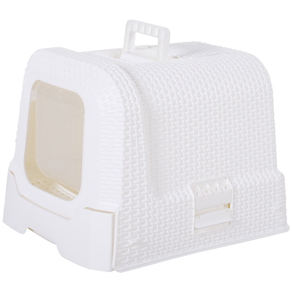 Large Litter Box Self Cat Toilet Fully Enclosed Kitten Pan w/Scoop White