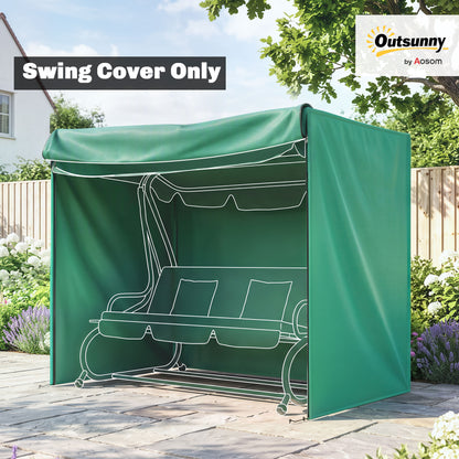 3 Seater Garden Swing Cover, Waterproof 420D Outdoor Swing Bench Cover with Zip, Windproof and Anti-UV, 220 x 125 x 172cm, Green