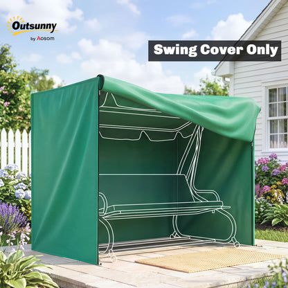 3 Seater Garden Swing Cover, Waterproof 420D Outdoor Swing Bench Cover with Zip, Windproof and Anti-UV, 220 x 125 x 172cm, Green