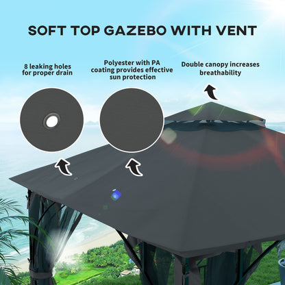 Gazebo Party Tent Canopy Sun Shade for Patio Garden 3x3(m)