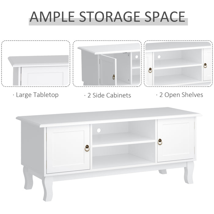 TV Stand Unit Corner Table, MDF-Ivory White