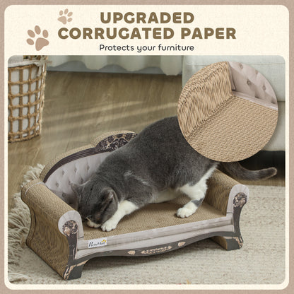 2 in 1 Cat Scratcher, Cat Scratching Board with Organic Catnip, Cardboard Lounge for Indoor Cats, 29.5 x 56 x 26cm, Brown