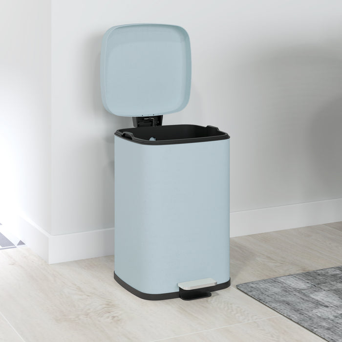 20L Kitchen Pedal Bin, Metal Rubbish Bin with Soft-close Lid, Light Green