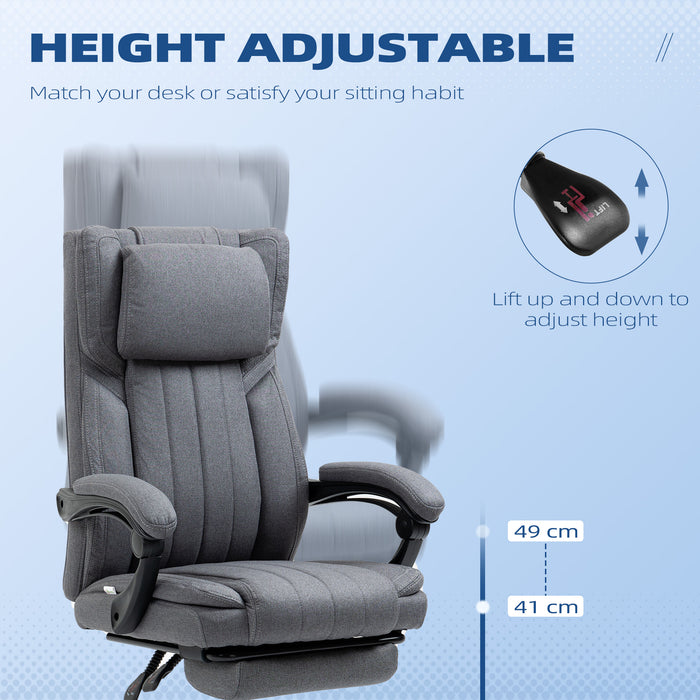 High Back Computer Desk Chair, Executive Office Chair with Adjustable Headrest, Footrest, Reclining Back, Grey