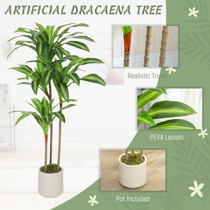 120cm Artificial Dracaena Tree with Bendable Trunks for Home Decor
