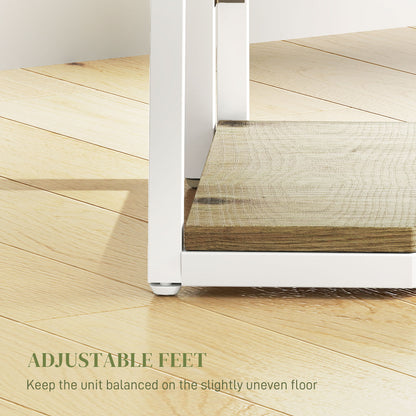 5-Tier Corner Shelf, Shelving Unit with Adjustable Feet, Natural Wood