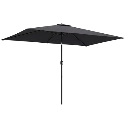 Garden Parasol, Outdoor Umbrella with Tilt Function, Black