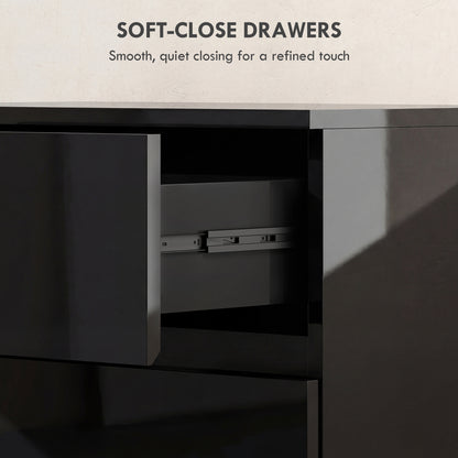 Bedroom Chest of Drawers, 4 Drawers Dresser, Drawer Unit, Black