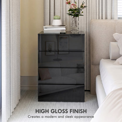 Bedroom Chest of Drawers, 4 Drawers Dresser, Drawer Unit, Black