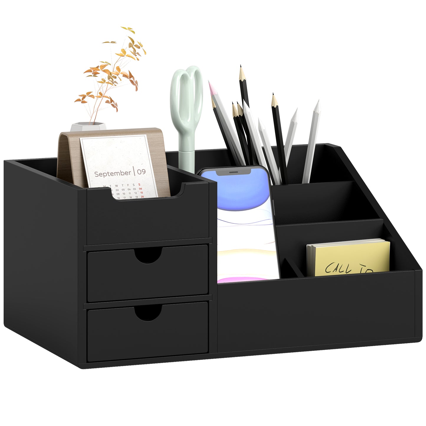 Organiser Holder Multi-Function Storage Caddy Drawers Black