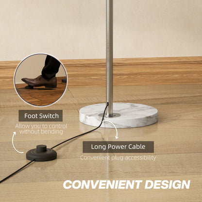 Arc Floor Lamp for Living Room, Free Standing Tall Lamp, Silver Tone