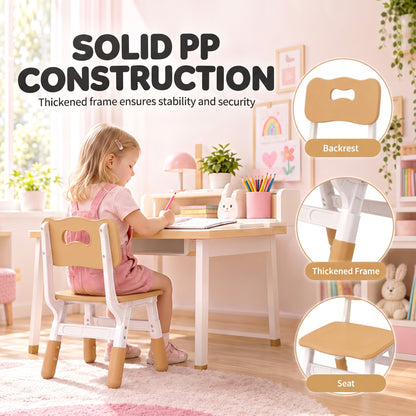 Set of 2 Height-Adjustable Kids' Desk Chairs - Brown & White