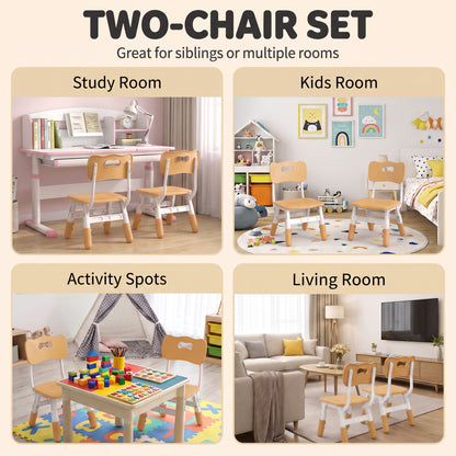 Set of 2 Height-Adjustable Kids' Desk Chairs - Brown & White