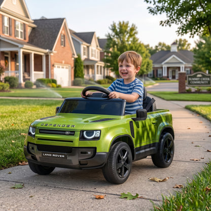 Land Rover Defender Licensed 12V Kids Ride on Car w/ Remote, Green