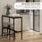 3 Piece Bar Table Set with 2 Stools, Industrial Bar Table and Stool Set, Dining Table and Chair Set for Small Space, Grey